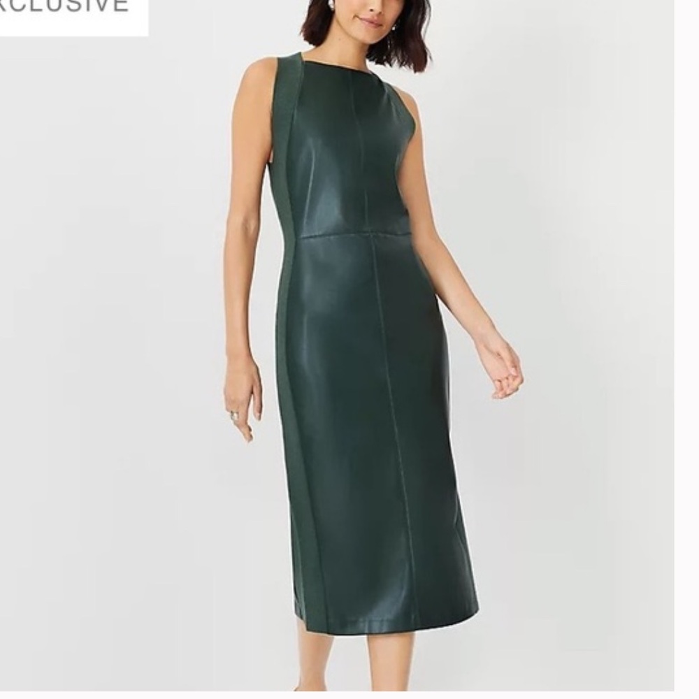 Ann Taylor Faux Leather Mixed Media Sweater Dress